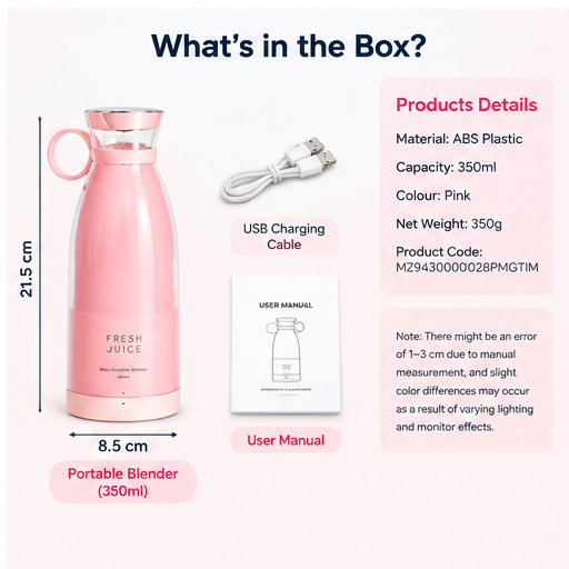 Portable Mini Blender – Compact Smoothie Maker for Home, Travel & Gym
