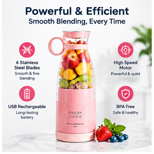 Portable Mini Blender – Compact Smoothie Maker for Home, Travel & Gym