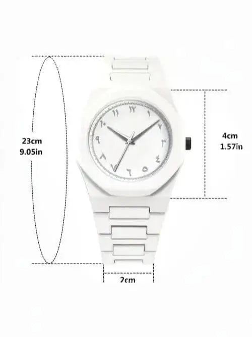 Men,s carbon white arabic aura watch